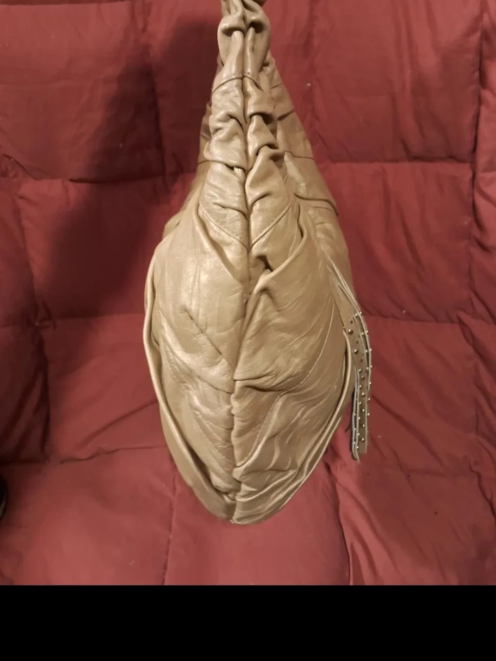 Steve Madden Taupe Ruched Hobo with Tassel